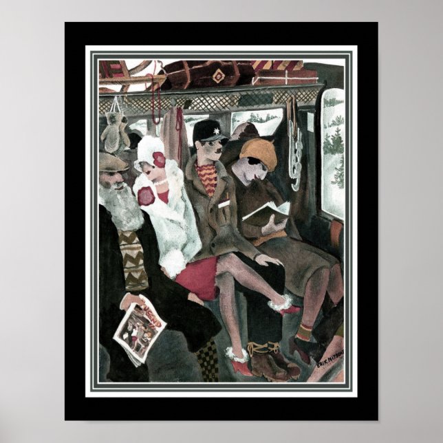 "Passagers de train" 1922 Art Déco (Devant)