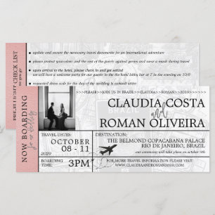 Passe Mariage Pink Brazil Boarding Invitation