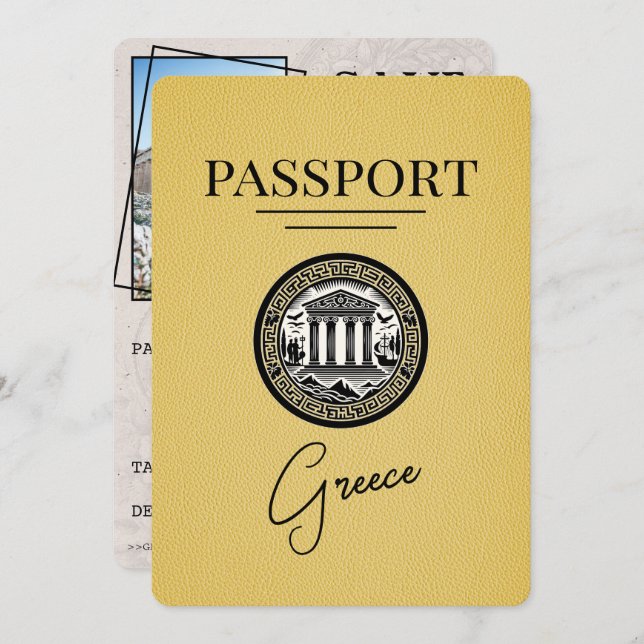 Passeport de Grèce Jaune Enregistrer la carte Date (Devant / Derrière)