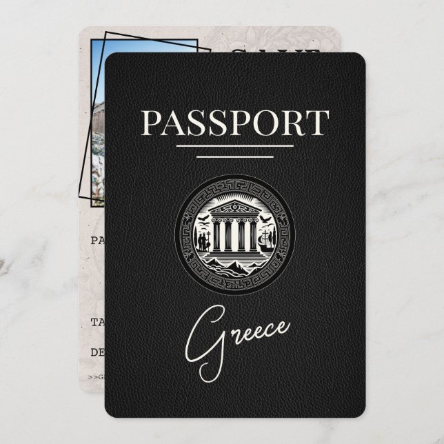 Passeport de Grèce noire Enregistrer la carte Date (Devant / Derrière)