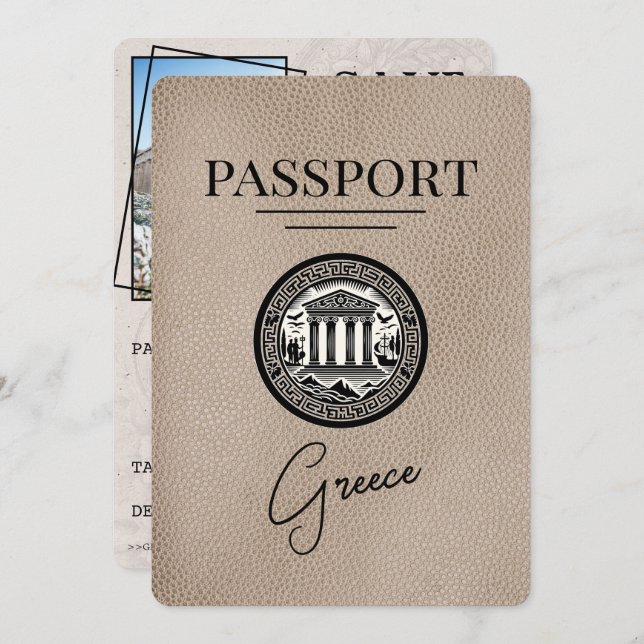 Passeport de la Grèce beige Enregistrer la carte D (Devant / Derrière)