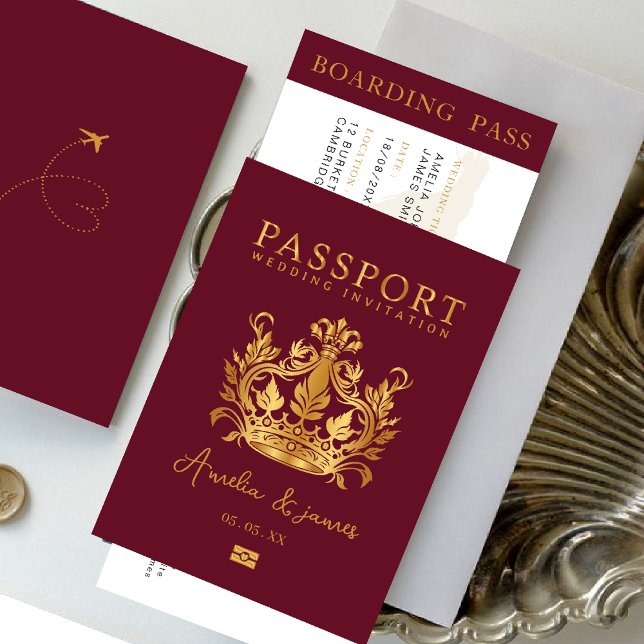 Passeport Destination Mariage Faux invitation en o (Créateur téléchargé)
