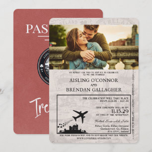 Passeport d'Irlande de Bourgogne légère Faire-part