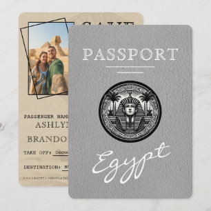 Passeport Égypte gris Save the Date de mariage