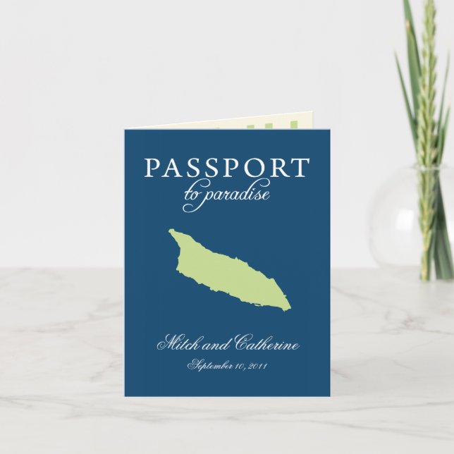 Passeport Mariage bleu et vert Aruba Invitation (Devant)