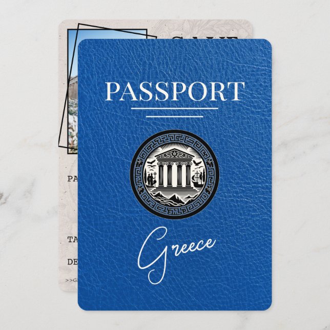 Passeport Royal Blue Greece Enregistrer la carte D (Devant / Derrière)