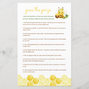 Passez le prix jeu de baby shower - miel d'abeille