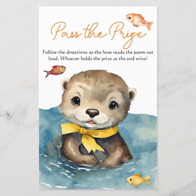 Passez le prix Jeu mignon Baby Otter Baby shower (Dos)