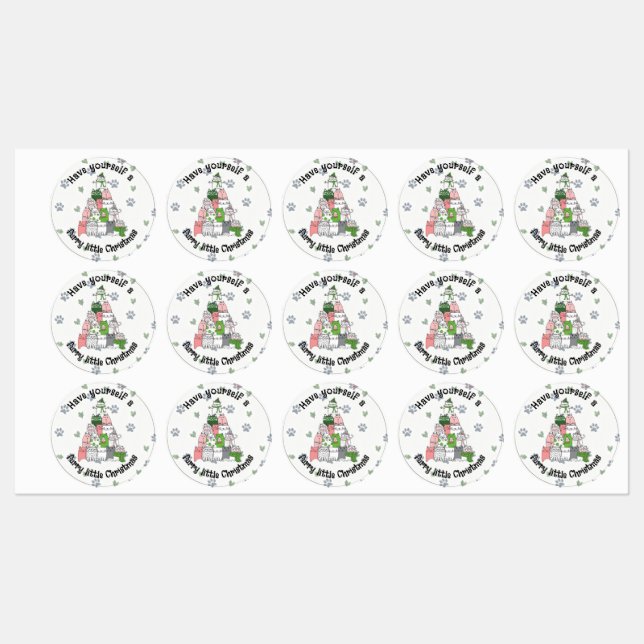 Passez un Noël poilu  Étiquettes (Feuille)