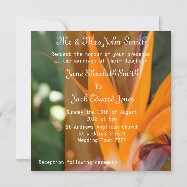 Passion au Paradis tropical Mariage Invitations (Devant)