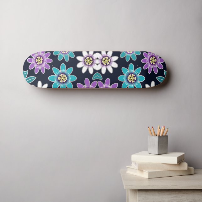 Passion Fleur Floral Design Skateboard (Art mural (Horz))
