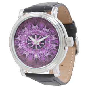 Passion pourpre - la montre en cuir noire des