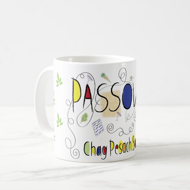 Passover Mug 11 oz Chag Pesach Sameach (Devant gauche)
