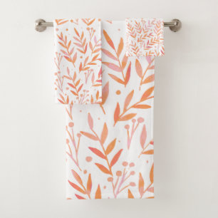Pastel aquarelle branches orange et rose