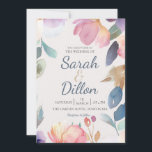 Pastel Aquarelle Faire-part de mariage Floral<br><div class="desc">Ces faire-part de mariage entièrement personnalisables ont des fleurs pastel colorées faites en aquarelle comme une bordure avec un texte de couleur assortie.</div>