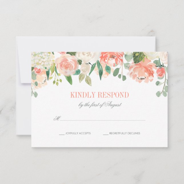 Pastel Aquarelle Fleurs Mariage RSVP (Devant)