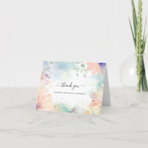 Pastel Aquarelle Florale Mariage Carte de remercie