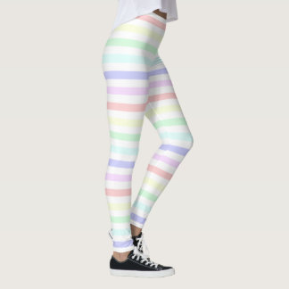Pastel Arc-en-ciel et leggings rayés blancs