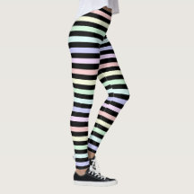 Pastel Arc-en-ciel et leggings rayés noirs