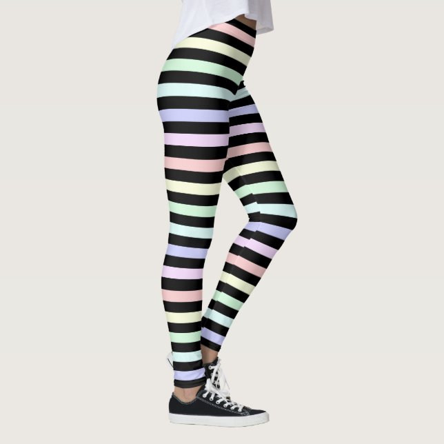 Pastel Arc-en-ciel et leggings rayés noirs (Droite)