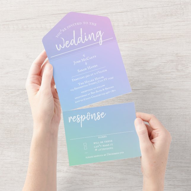 Pastel Arc-en-Ciel tout en un mariage Invitation (Déchirure)
