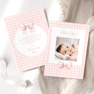 Pastel arc rose baby shower photo merci cartes