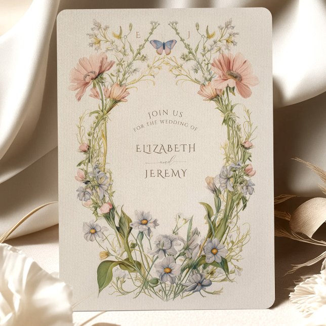 Pastel Art Nouveau Faire-part de mariage Fleur sau (Créateur téléchargé)