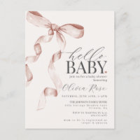 Pastel Beige Coquette Bow fille Invitation Baby sh