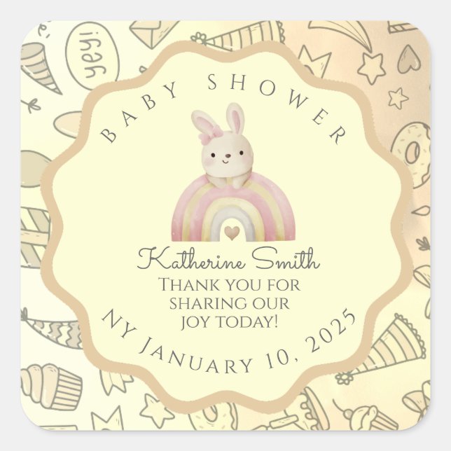 pastel beige Whimsical Pastel Stickers Babyshower  (Devant)