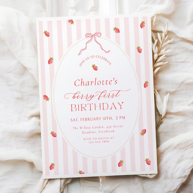 Pastel Berry First Birthday Invitation (Créateur téléchargé)