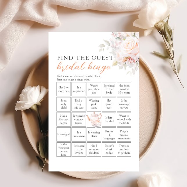 Pastel Blooms Trouver L'Invité Bridal Bingo Jeu (Créateur téléchargé)