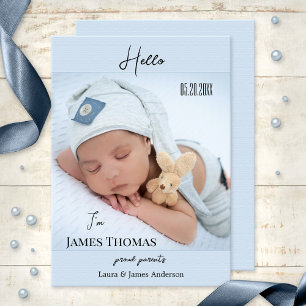 Pastel Blue Baby Boy Photo Faire-part de naissance