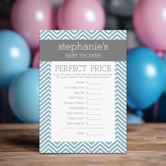 Pastel Blue Baby shower Jeu - Prix Parfait (Custom Shower Game)