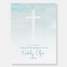 Pastel Blue Baptism Affiche de bienvenue en mousse