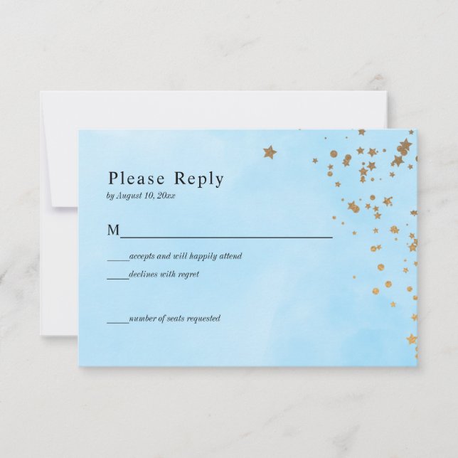 Pastel Blue Clouds Watercolor Wedding Carte RSVP (Devant)