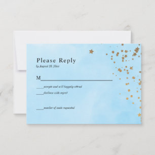 Pastel Blue Clouds Watercolor Wedding Carte RSVP