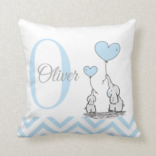 Pastel Blue Elephant Personnalisé Baby Boy Coussin
