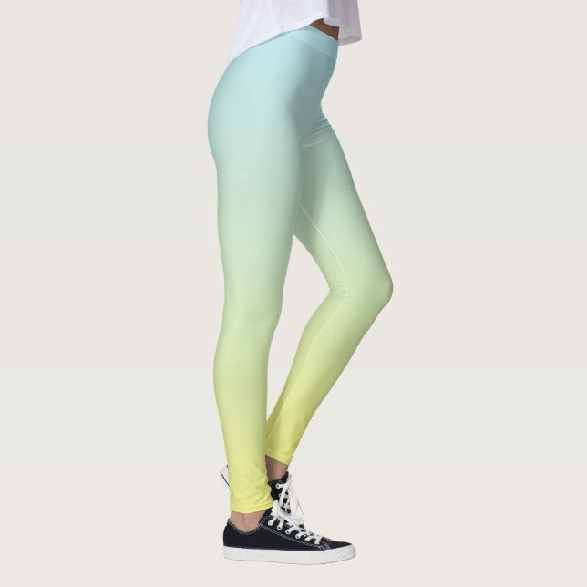 Pastel Blue, Green et Jaune Ombre Fade Leggings (Droite)