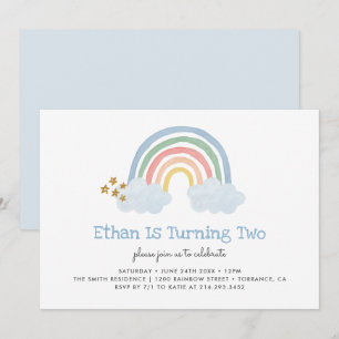Pastel Blue Pastel Arc-en-ciel 2e Invitation anniv