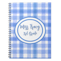 Pastel Blue Plaid Carnet personnalisé