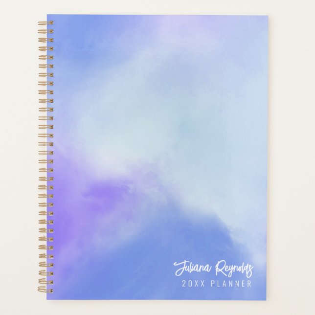 Pastel Blue & Purple Abstrait Art Planner (Devant)
