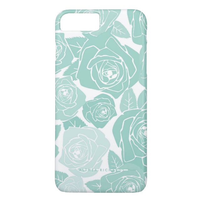 Pastel Blue Roses Personnalisé iPhone 7 Plus Coque (Dos)