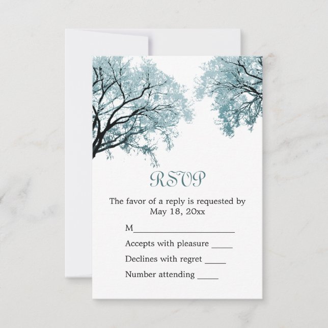 Pastel Blue Trees - Carte RSVP (Devant)