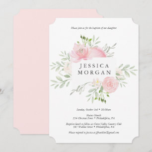 Pastel Blush Baptism Invitation