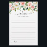 Pastel Blush Floral Fête des mariées Conseils<br><div class="desc">Elégante carte de conseil à la nuptiale rose pâle / pêche ressort fleurie avec un bouquet de roses pastel pastel, pivoines et hydrangées dans les tons rose roux, pêche et crème avec feuilles botaniques verdoyants et feuilles eucalyptus. Un choix de design moderne qui conviendra parfaitement aux mariages du printemps et...</div>