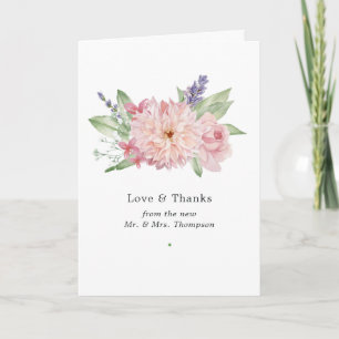 Pastel Blush Pink Dahlia Mariage Carte de remercie