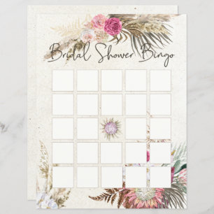 Pastel Boho Neutral Fête des mariées Florale Bingo
