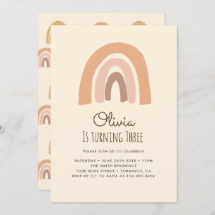 Pastel Boho Rainbow 3e Anniversaire Cartes d'Invit
