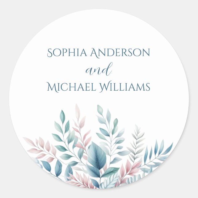 Pastel Botanical Mariage - Stickers Mariage (Devant)