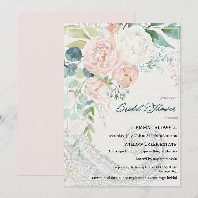 Pastel Bouquet Bridal Shower Invitation (Devant / Derrière)